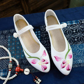 【幽兰】新款民族风亮丝布绣花布鞋 YR