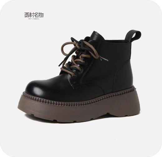 西村名物22年秋冬新款厚底马丁靴增高日系短靴45231 商品图2