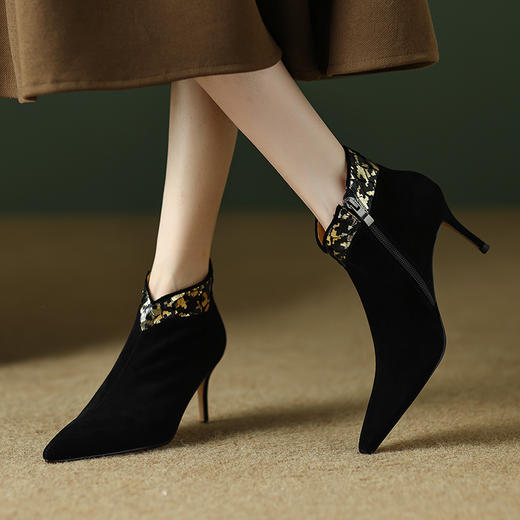 细跟尖头短靴，时尚及裸靴高跟女靴  ZF-ZF138X 商品图0