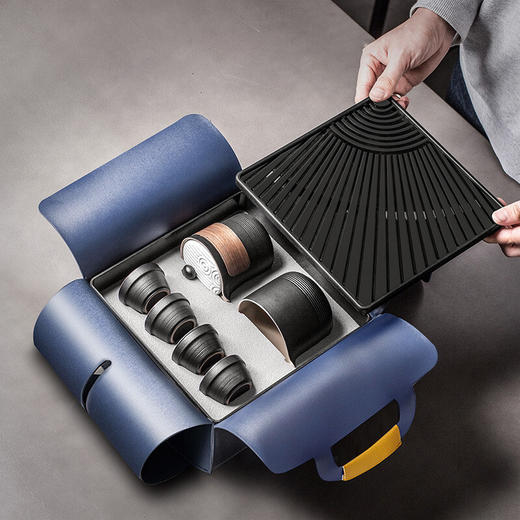 旅行茶具套装便携快客杯收纳包一壶四杯车载功夫茶具户外泡茶小套 枯山水套装-车载（带包） 商品图3