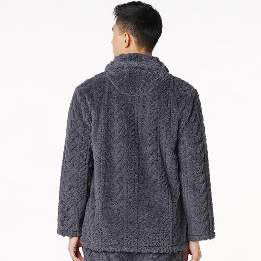 都市丽人都市锋尚生活家居男士长毛绒套装北极绒提花厚家居服长袖睡衣FH21H5 商品图2