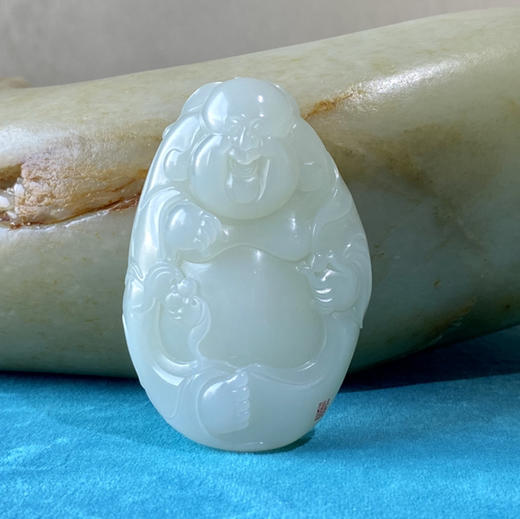 和田玉（白玉）籽料挂件--弥勒佛(于雪涛)191.88g 商品图0