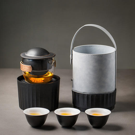 旅行茶具快客杯一壶三杯功夫茶壶陶瓷便携式户外茶具泡茶套装简约 伊-ET快客（太白色） 商品图4