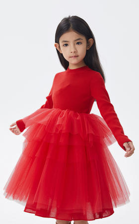 JNBY  22年冬款  网纱长袖毛衫连衣裙   1MAG10730