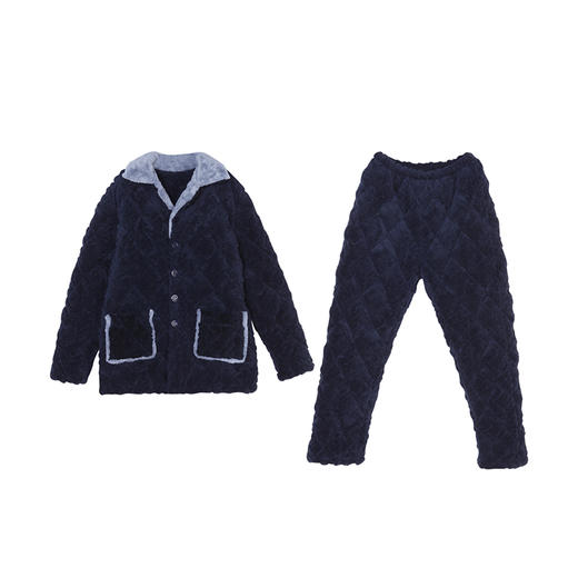 都市丽人都市锋尚生活家居男士加厚夹棉套装长毛绒提花夹棉厚家居服长袖睡衣FH21J4 商品图4