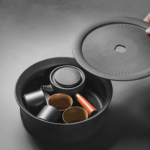 日式茶具套装家用陶瓷简约功夫茶具茶壶茶盘小套礼盒装办公室泡茶 潇湘4杯侧把套装 商品图6