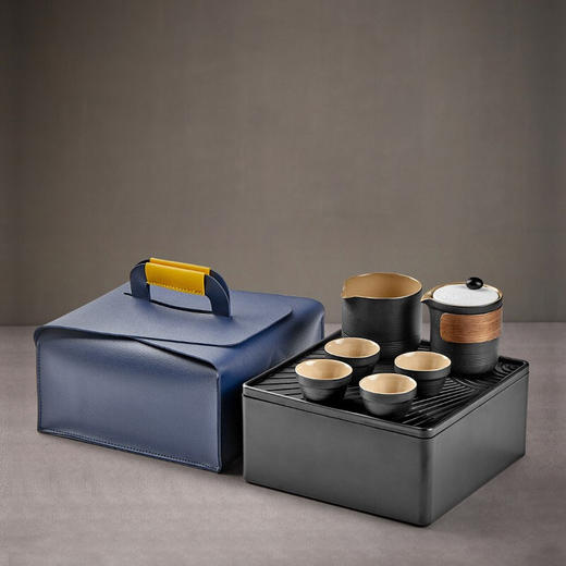 旅行茶具套装便携快客杯收纳包一壶四杯车载功夫茶具户外泡茶小套 枯山水套装-车载（带包） 商品图0