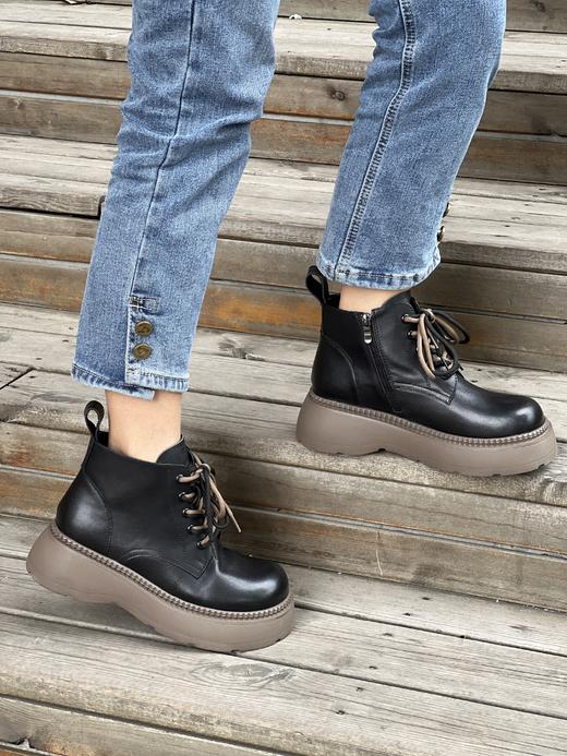 西村名物22年秋冬新款厚底马丁靴增高日系短靴45231 商品图3