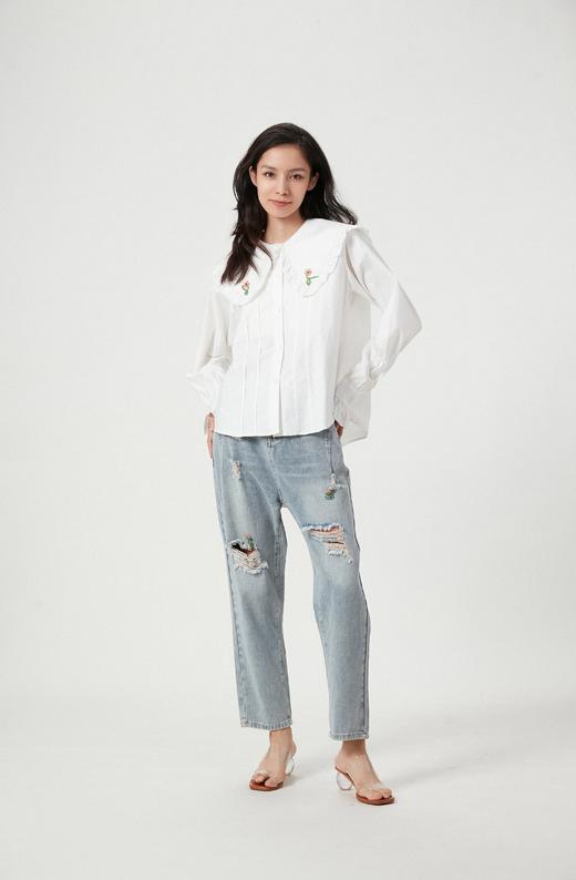 娃娃领精梳棉小花衬衣 商品图2