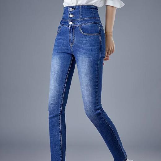 【加加亲】女士高腰牛仔羽绒裤 小脚铅笔裤 商品图2