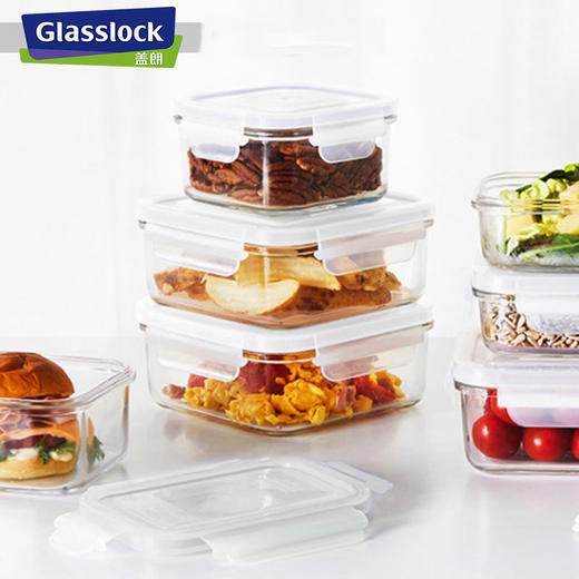 韩国进口Glasslock耐热钢化玻璃保鲜盒微波炉加热饭盒冰箱收纳盒套装 商品图3