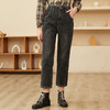 Famecoco范可儿黑色牛仔裤女款显瘦显高纯色微弹中腰裤子F228GA005 商品缩略图1