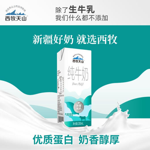 【线下专用】西牧天山新疆纯奶整箱全脂牛奶盒装学生儿童营养早餐奶200ml*12盒 商品图2
