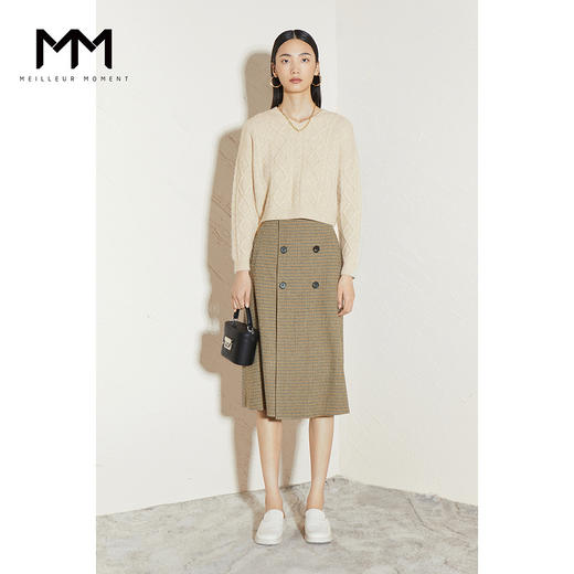 【商场同款】麦檬冬千鸟格纹双排扣装饰半身裙5CA241911 商品图1