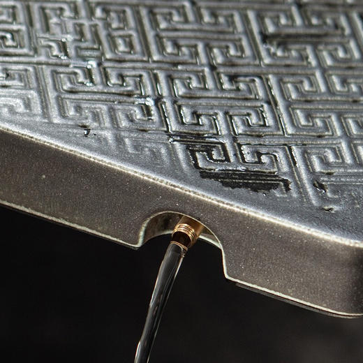 陶瓷秦砖茶盘家用储水式干泡盘功夫茶具简约陶瓷小茶台托盘 秦砖茶盘-灰白VD3a 商品图5