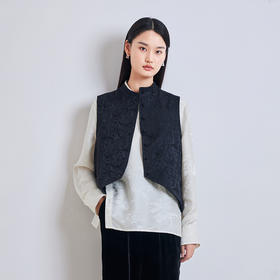 文艺复古国风提花马甲新中式宽松立领马夹小外套