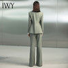 IWY/高档橄榄绿西服女微喇长裤时尚主持人套装修身女职业正装西装秋223168C1+P3 商品缩略图3