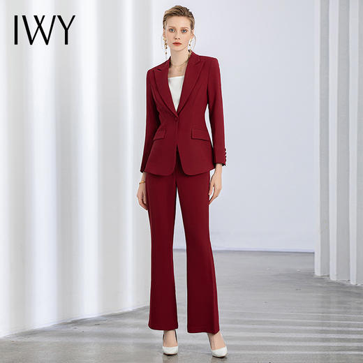 IWY/秋冬新款长袖酒红色西装套装女士工作服经理职业装正装工装C11359+P31359 商品图1