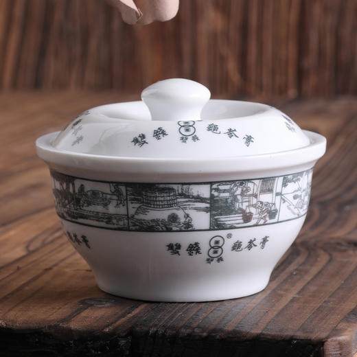 广西梧州特产 双钱蓝色小瓷碗原味龟苓膏碗装120g*3碗 国潮礼盒 商品图4