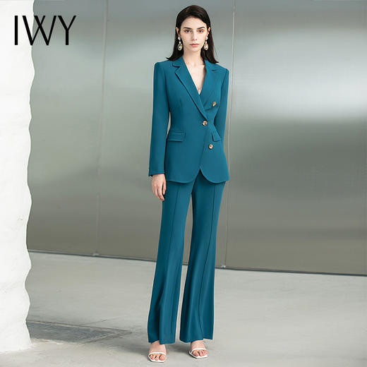 IWY/新款高端西装套装女时尚正装春秋款微喇西裤讲师西服职业装女装223163C1+P3 商品图4