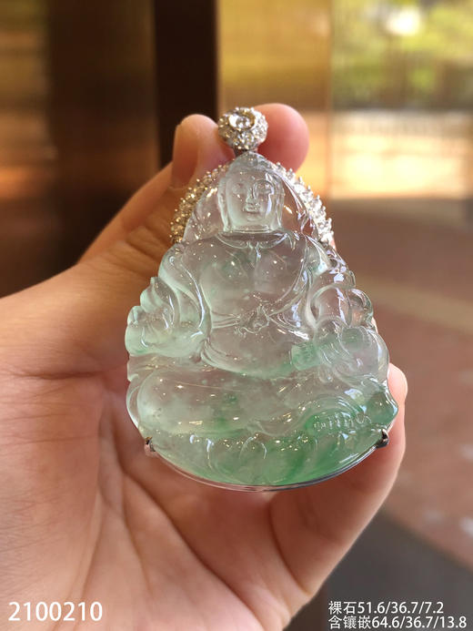 高冰木纳飘翠持经观音吊坠【2100210】具体价格微信咨询 商品图0