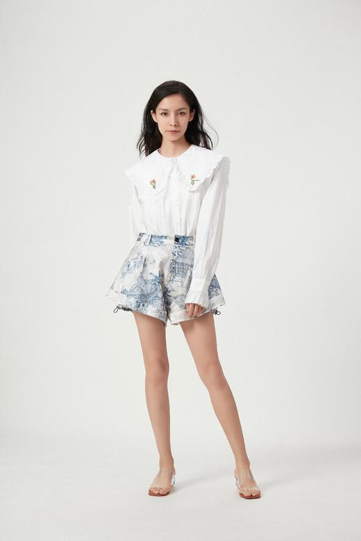 娃娃领精梳棉小花衬衣 商品图3