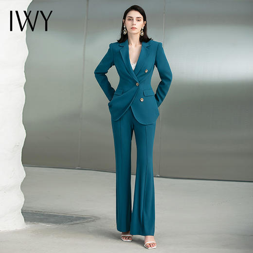 IWY/新款高端西装套装女时尚正装春秋款微喇西裤讲师西服职业装女装223163C1+P3 商品图2