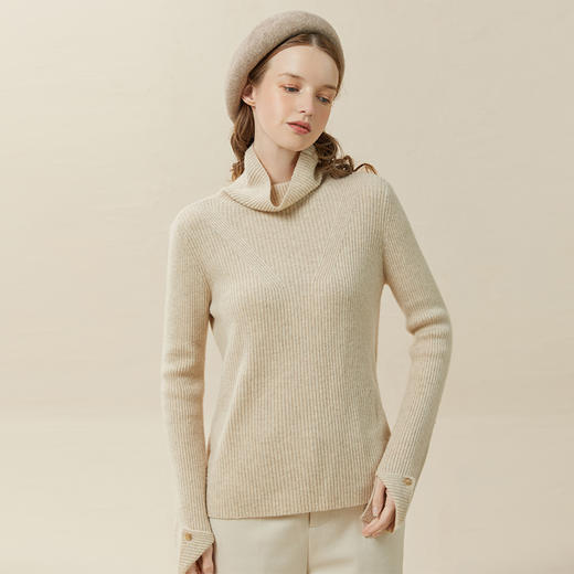 Famecoco范可儿高领羊毛毛衣秋冬内搭小众设计感纯色打底毛衫F228DC020 商品图0