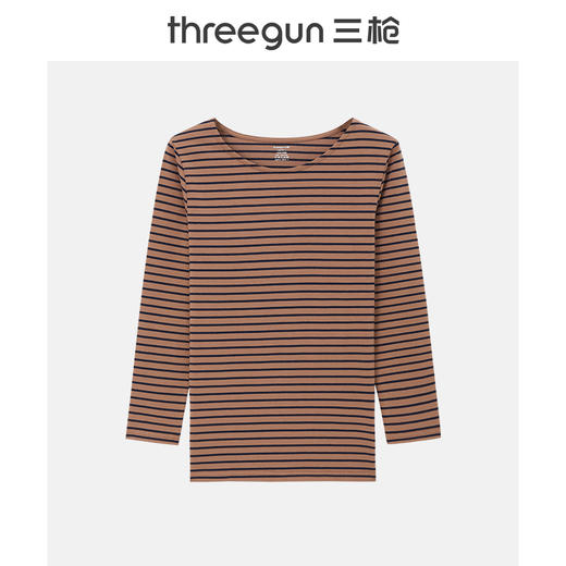 Threegun三枪 【新疆弹力棉】彩条一字领女士长袖上衣打底衫-23192A111 商品图8