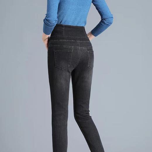 【加加亲】女士高腰牛仔羽绒裤 小脚铅笔裤 商品图6