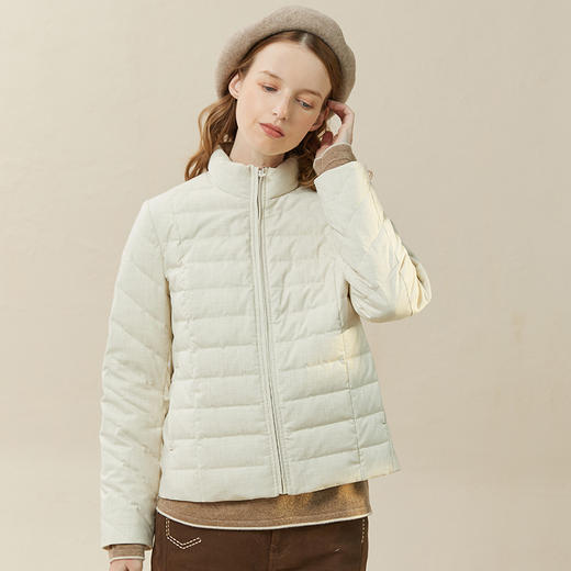 Famecoco范可儿90白鸭绒女士轻羽绒短款冬季立领保暖外套F228AM004 商品图2