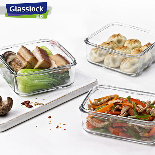 韩国进口Glasslock耐热钢化玻璃保鲜盒微波炉加热饭盒冰箱收纳盒套装 商品图2