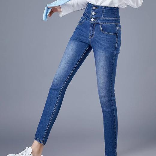 【加加亲】女士高腰牛仔羽绒裤 小脚铅笔裤 商品图3