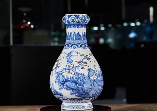 青花釉里红梅妻鹤子蒜头瓶 商品图0