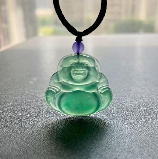 高冰种满绿飘阳绿翡翠弥勒佛 商品图8