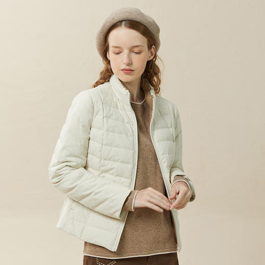 Famecoco范可儿90白鸭绒女士轻羽绒短款冬季立领保暖外套F228AM004 商品图3