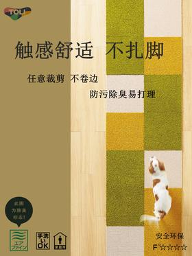 TOLI东理家用自粘拼接地毯客厅满铺书房隔音地毯防滑宠物地垫卧室