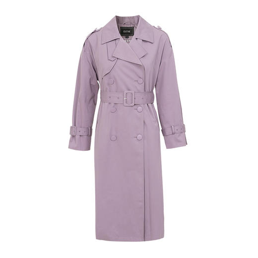 EITIE爱特爱秋新款经典双排扣纯色显瘦百搭纯棉长款风衣外套C2204008 商品图11