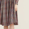 谜底连衣裙2022秋新款复古文艺格子拼接牛仔中长裙女223ML1152 商品缩略图3