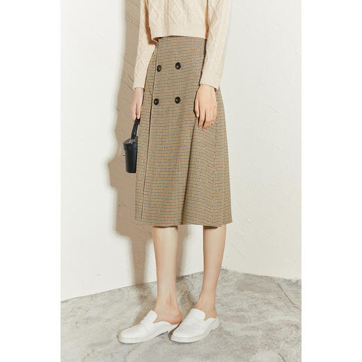 【商场同款】麦檬冬千鸟格纹双排扣装饰半身裙5CA241911 商品图2