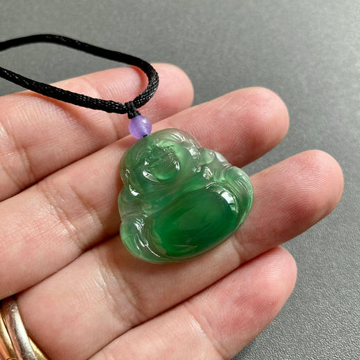 高冰种满绿飘阳绿翡翠弥勒佛 商品图6