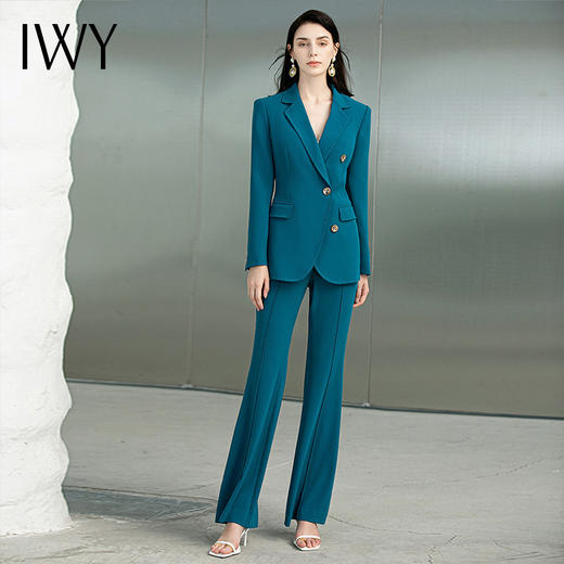 IWY/新款高端西装套装女时尚正装春秋款微喇西裤讲师西服职业装女装223163C1+P3 商品图1
