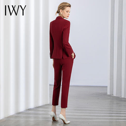 IWY/秋冬新款酒红色职业西装套装女宴会主持人商务修身正装厚款 CP11359 商品图3