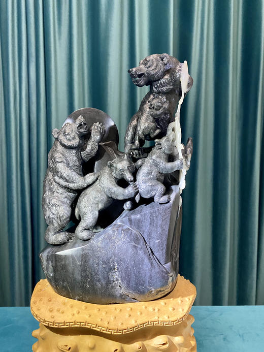 和田玉（青花）独籽摆件--熊 3kg 商品图0