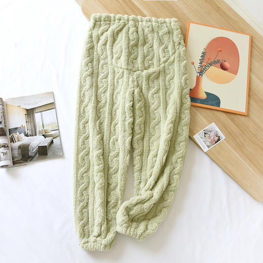 黛唯梵纯色法兰绒孕妇裤长裤秋冬加厚加绒睡裤带调节扣休闲托腹裤可外穿 商品图2