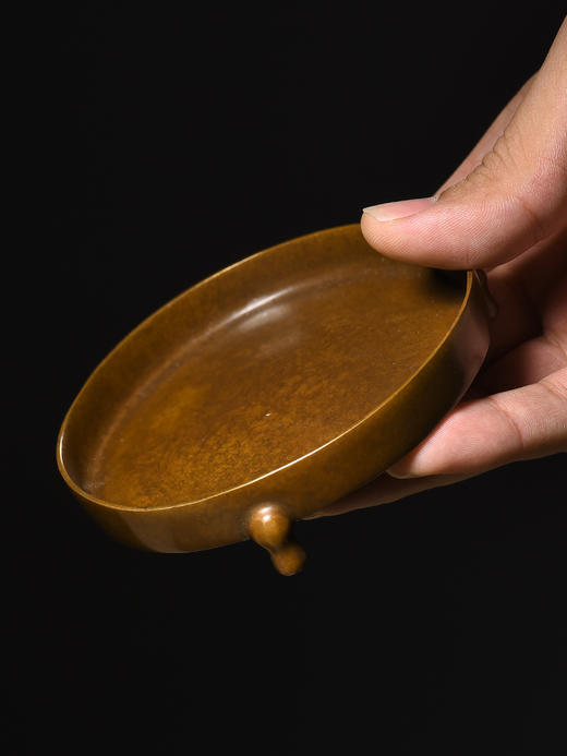 西泠文房 三足铜笔掭笔舔毛笔笔搁镇纸墨碟仿古实心铜器桌面做旧多功能镇尺摆件文房四宝收藏送礼 商品图2