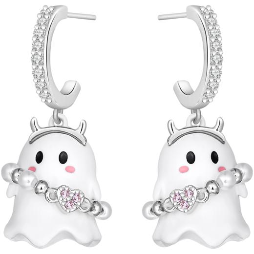 ZEGL设计师万圣节之夜系列小幽灵耳钉女可爱搞怪耳环925银针耳饰 商品图2