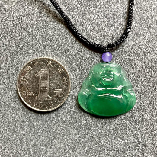 高冰种满绿飘阳绿翡翠弥勒佛 商品图4