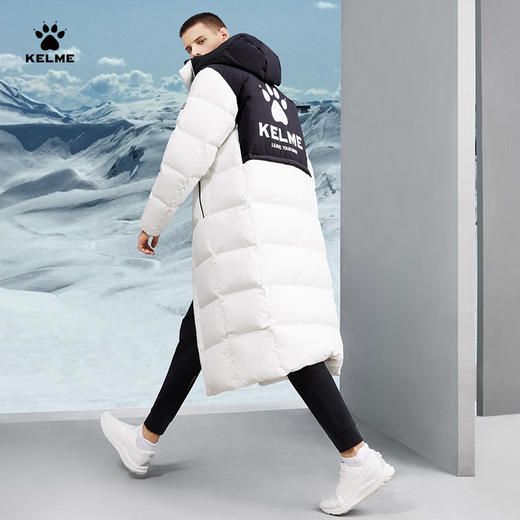 卡尔美长款羽绒服男女加厚连帽外套运动休闲保暖过膝鸭绒服8261YR1013 商品图6