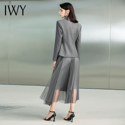 IWY/秋季高端演讲灰色西装纱裙套装女时尚单排扣西服名媛主持人正装223167C1+223167S4 商品图3